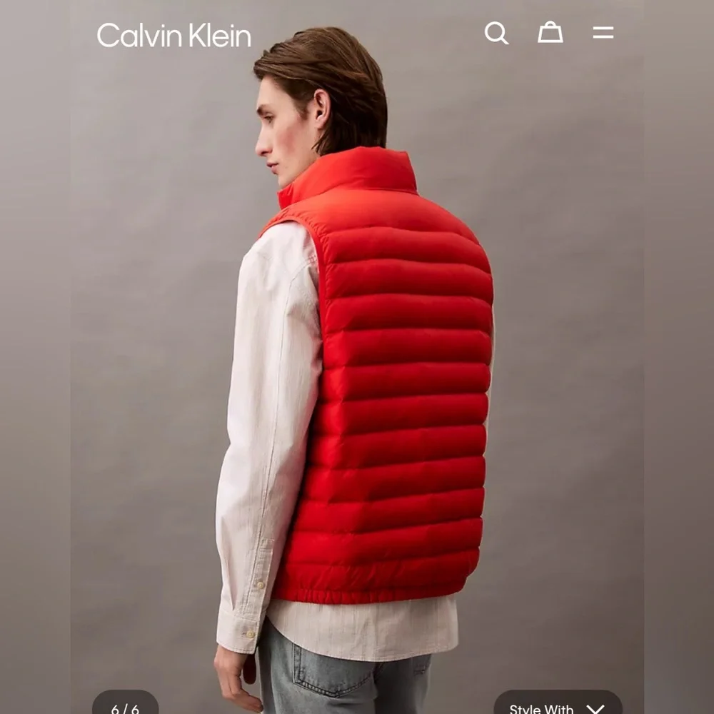Calvin Klein Jeans Bold Orange Vest Size L EUC Outdoor Hiking Camping - Picture 6 of 11